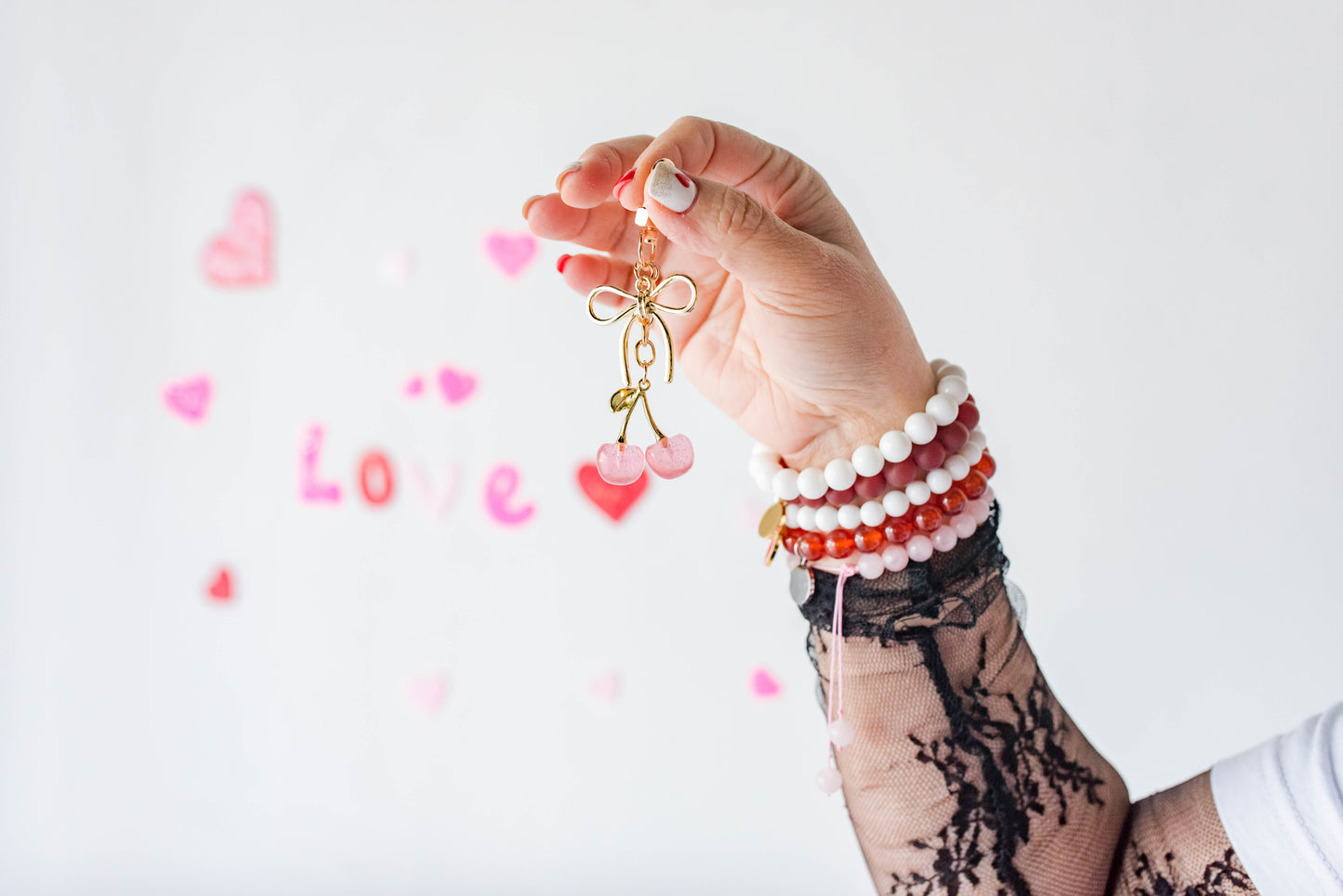 Pink Cherry Charm – Bow Clip