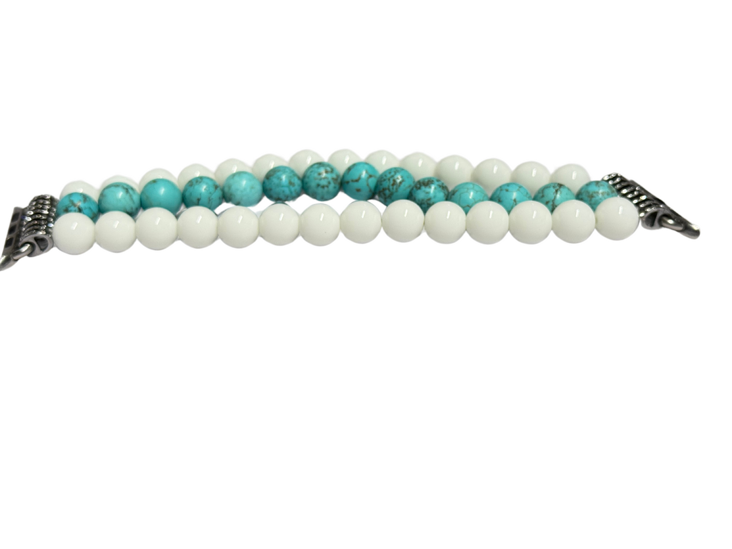 Turquoise & White Jade Watchband