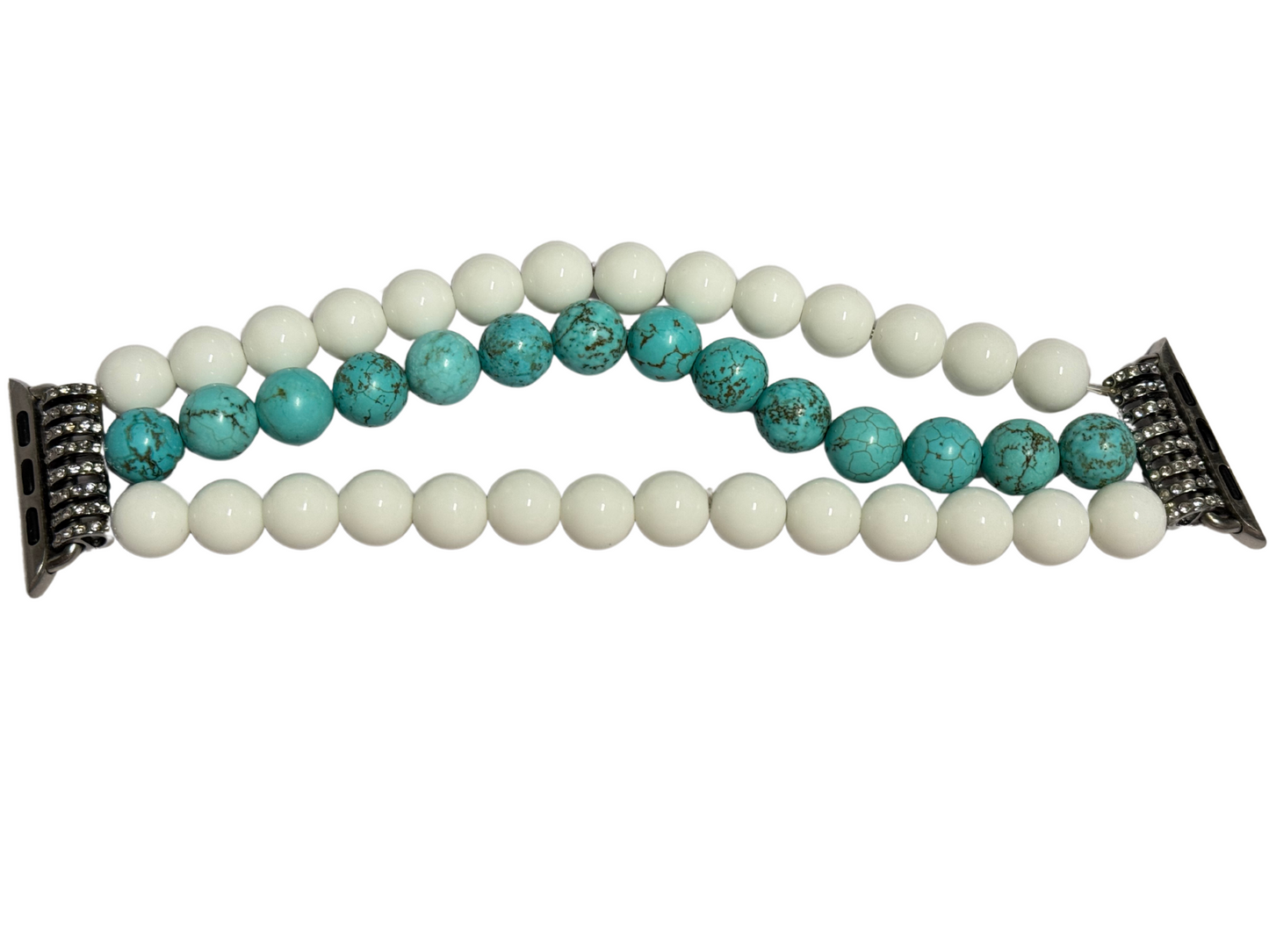 Turquoise & White Jade Watchband