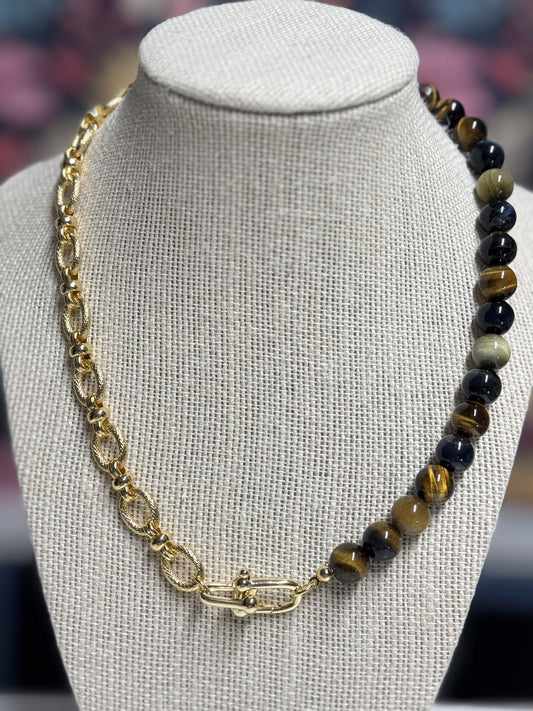 Tiger’s Eye x 14k Gold Chain Necklace