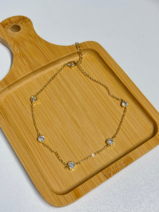Heart with CZ Anklet