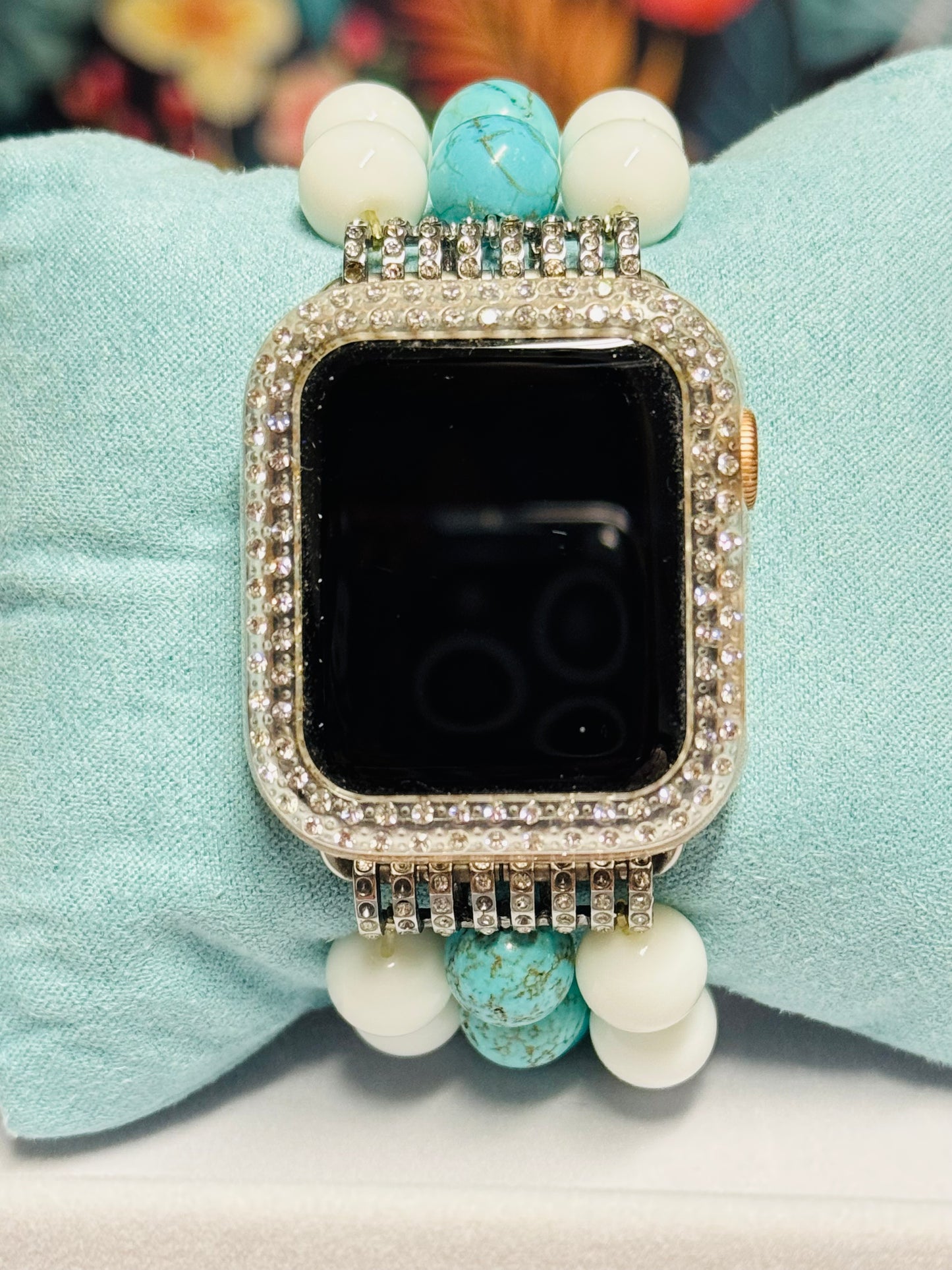 Turquoise & White Jade Watchband