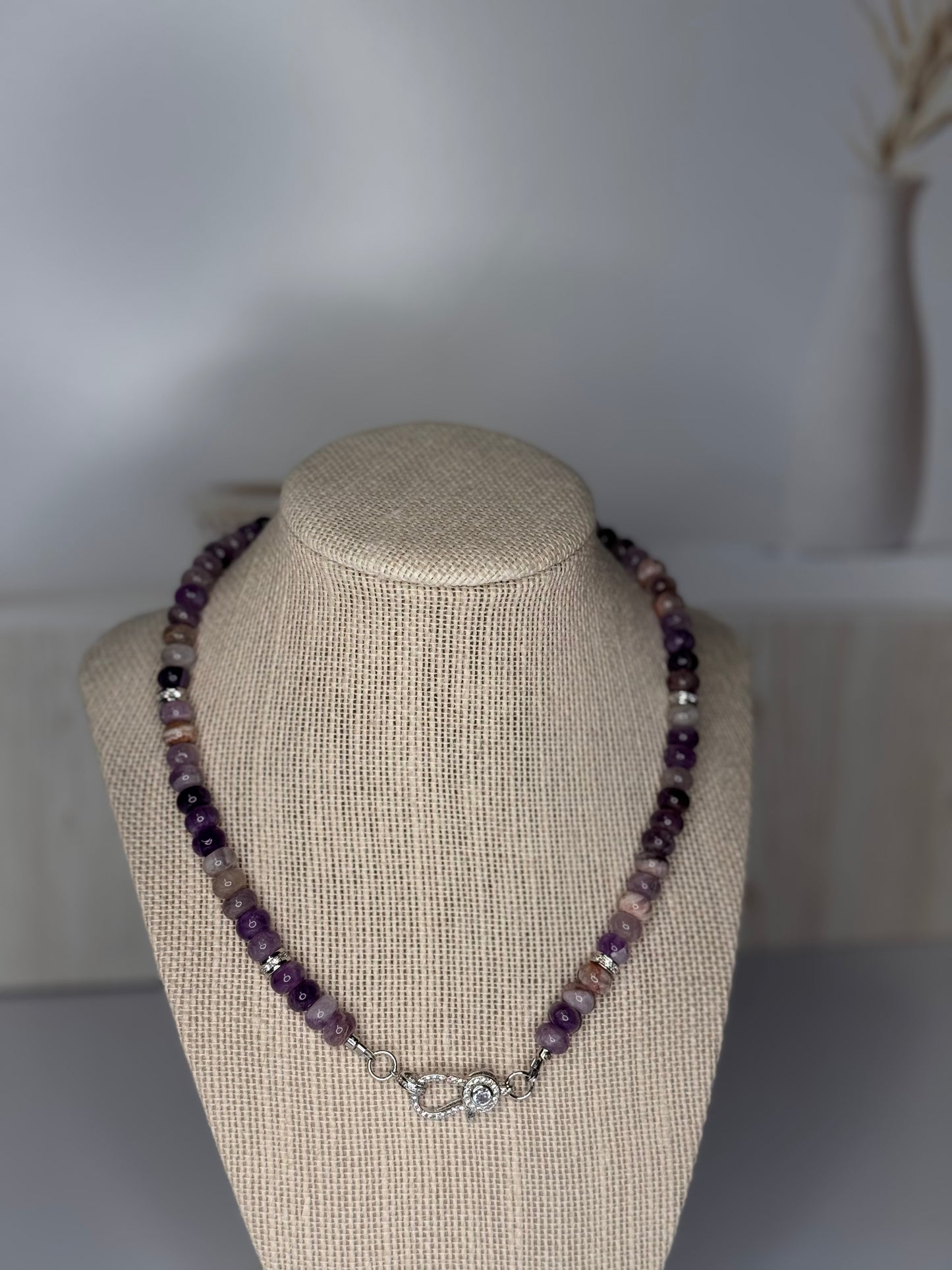 Natural Purple Chevron Amethyst Necklace