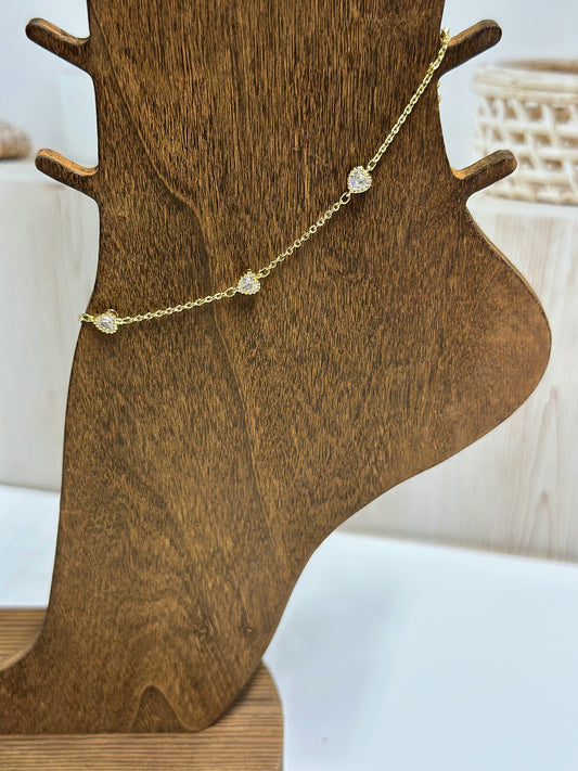 Heart with CZ Anklet