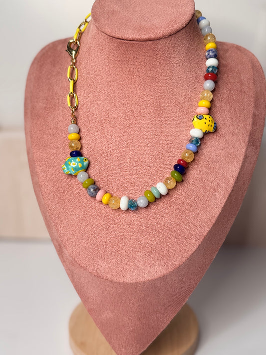 Fishcore Necklace with Yellow chunk chain