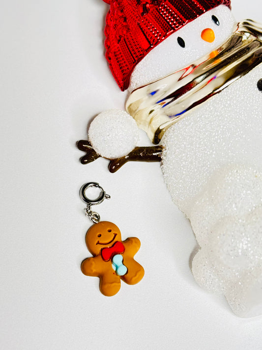 Gingerbread with Red & Blue Bow Charm