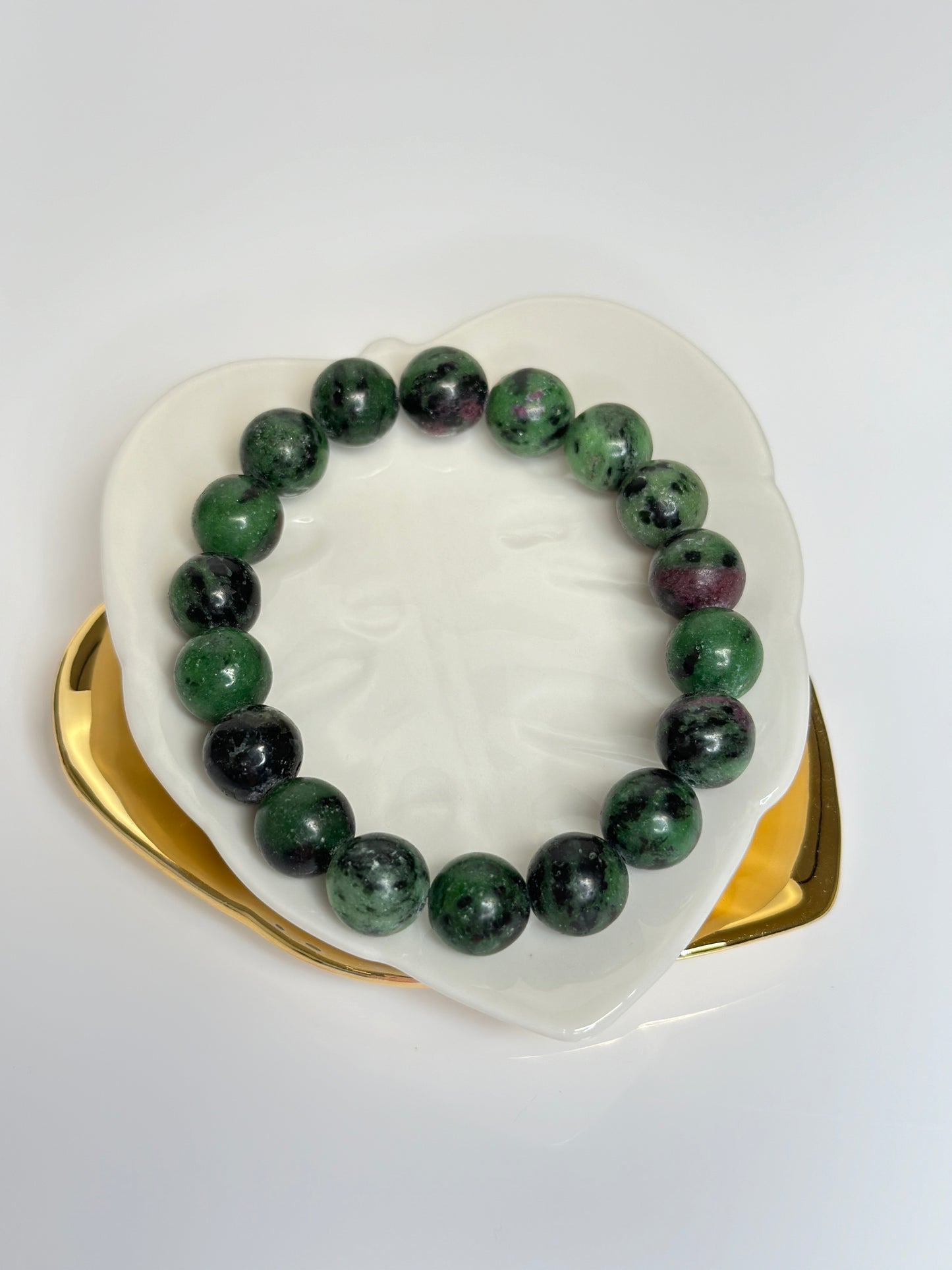 10mm or 8mm Natural Ruby Zoisite Anyolite Bracelet