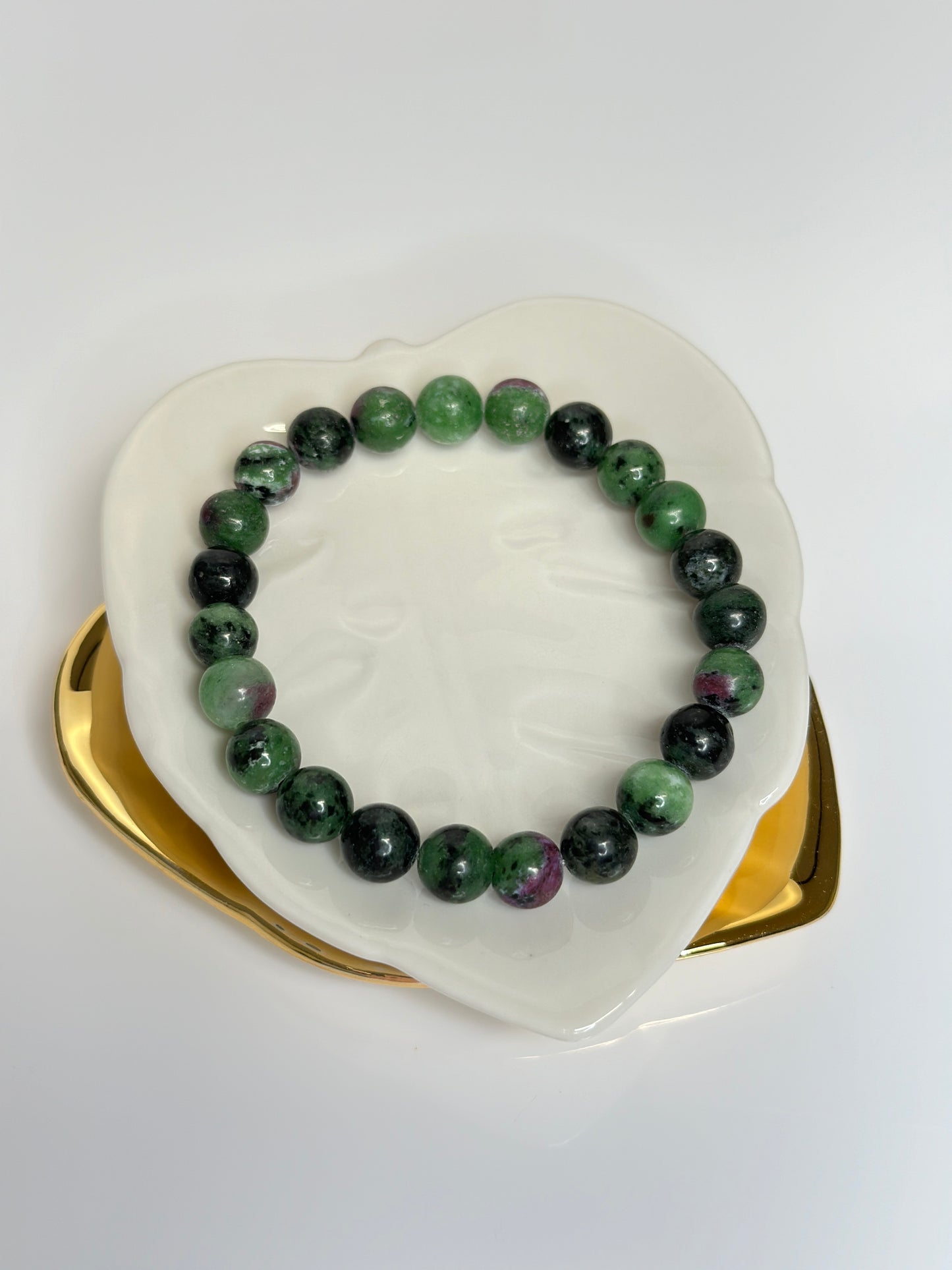 10mm or 8mm Natural Ruby Zoisite Anyolite Bracelet