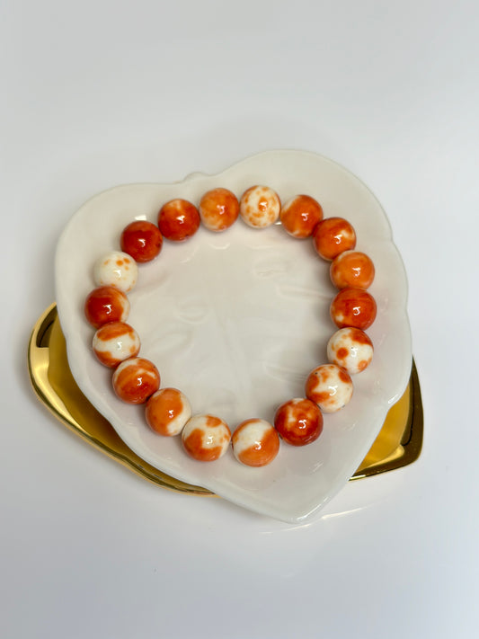 10mm Orange Rain Flower Jade bracelet