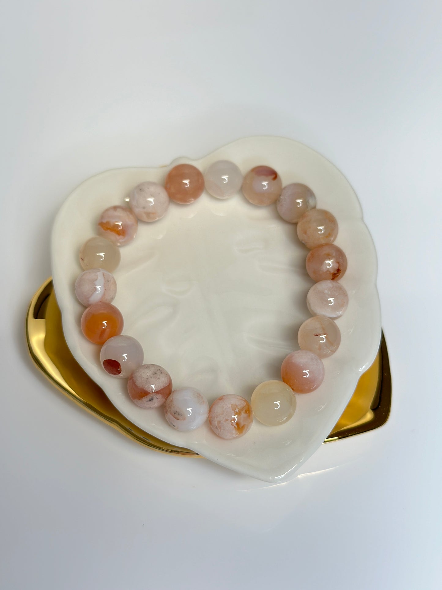 10mm Sakura Cherry Blossom Flower Agate Bracelet