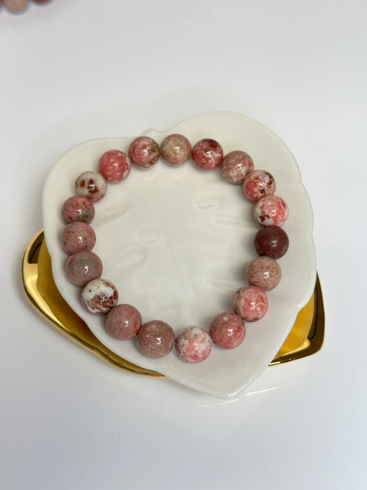 10mm Rare Norwegian Thulite Gemstone Bracelet