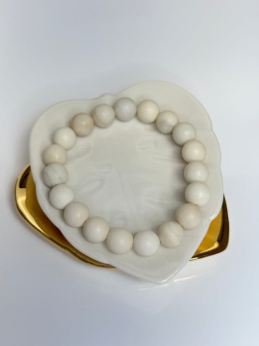 10mm Natural Ivory Jade Bracelet