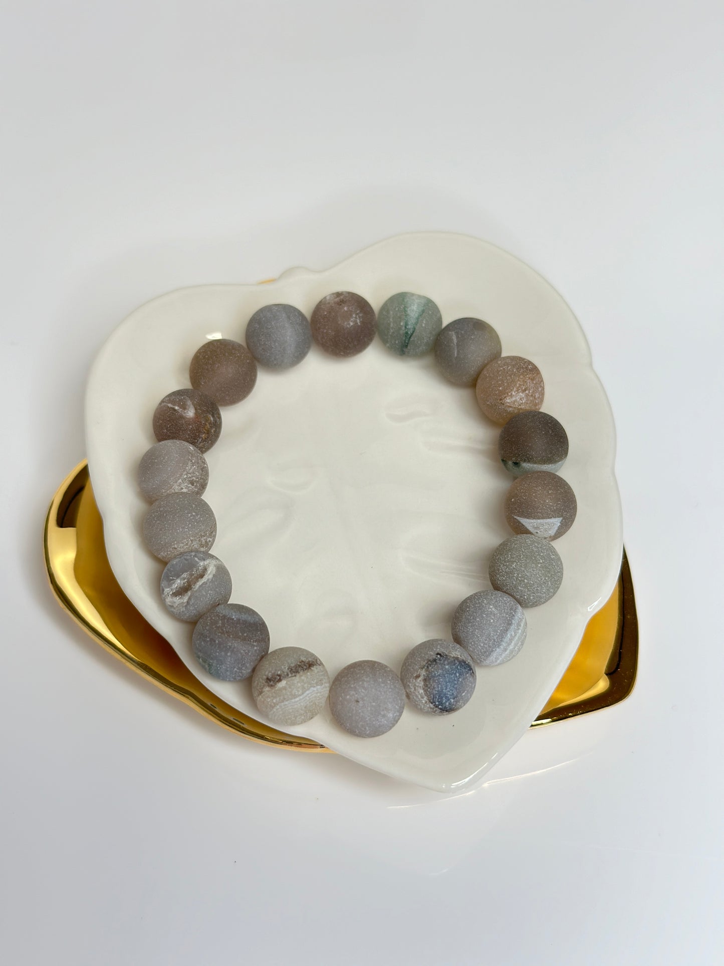 10mm Natural Matte Gray Druzzy Bracelet