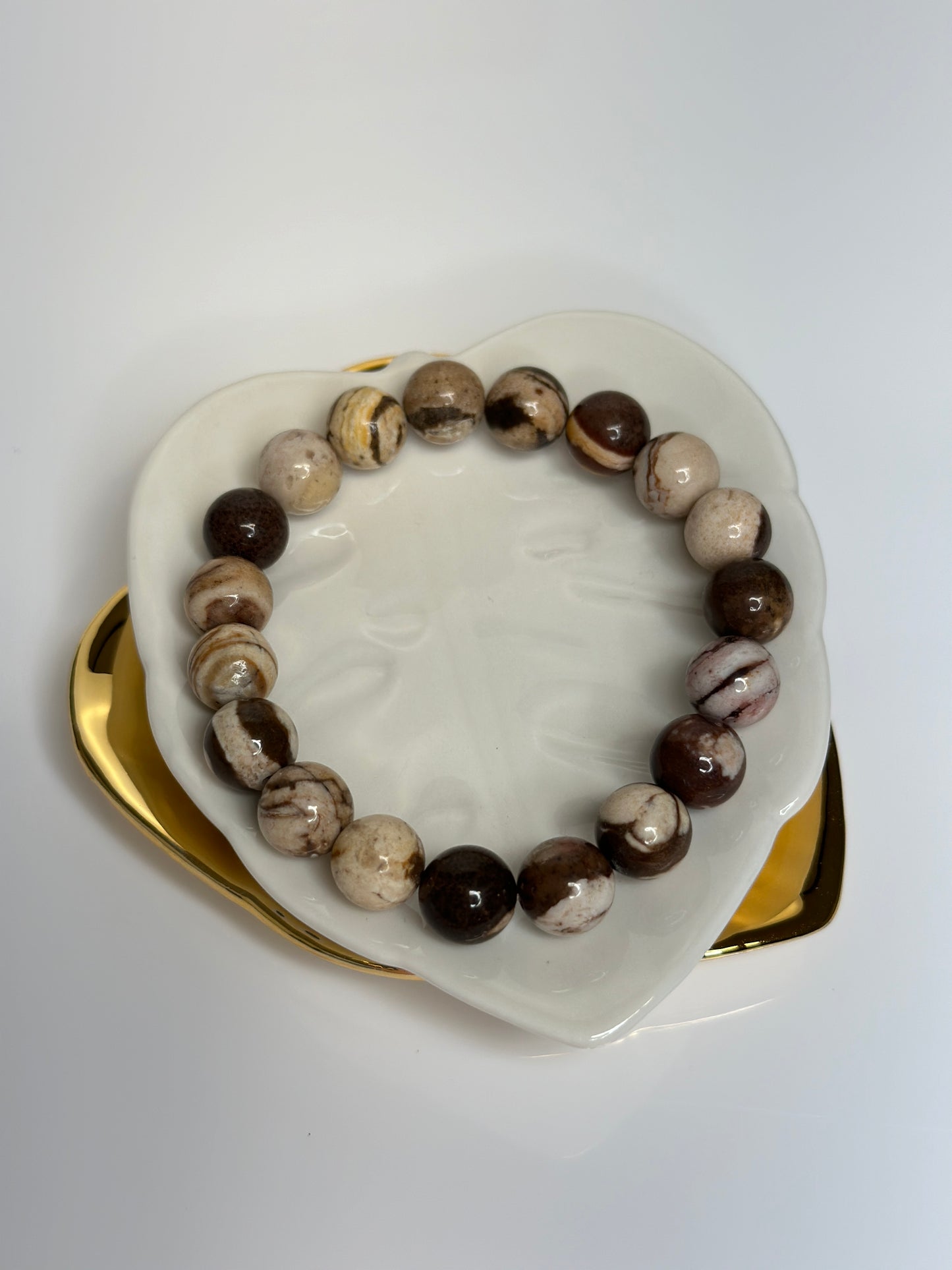 10mm Natural Brown Zebra Jasper Bracelet