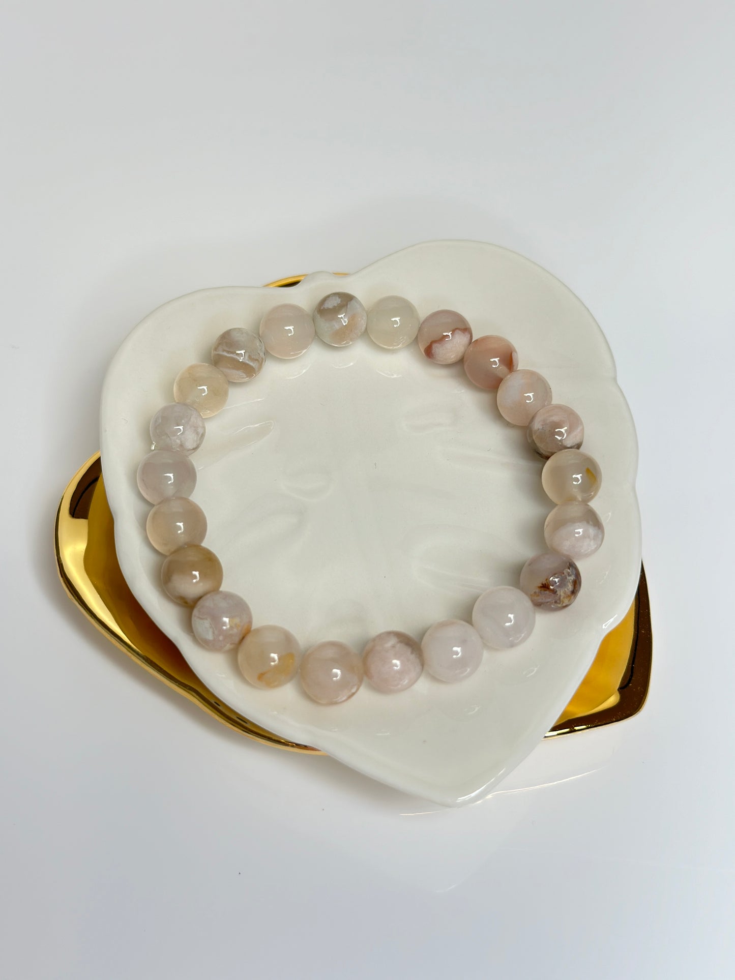 10mm Sakura Cherry Blossom Flower Agate Bracelet