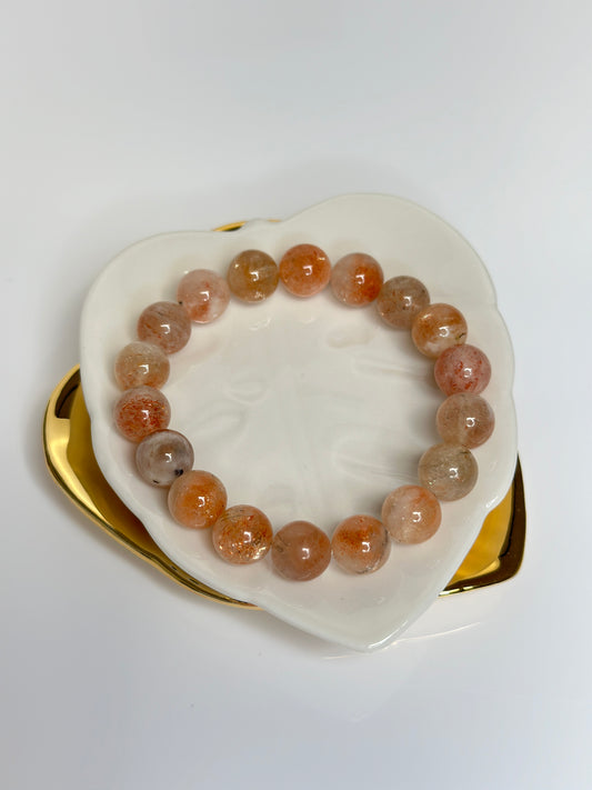 10mm Orange Gold Sunstone Bracelet