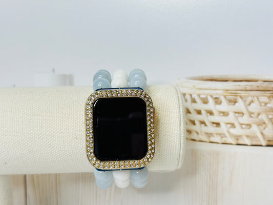 Aqua Marine and White Jade Apple Watchband