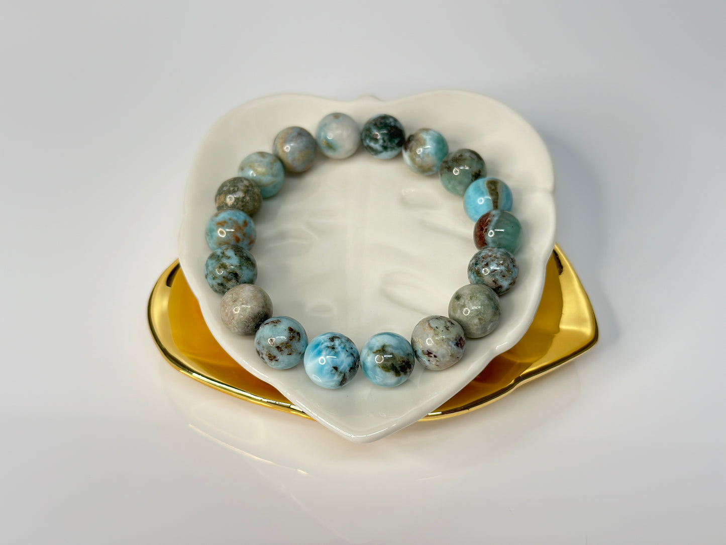 10mm Brown blue Larimar ( RARE ) Bracelet