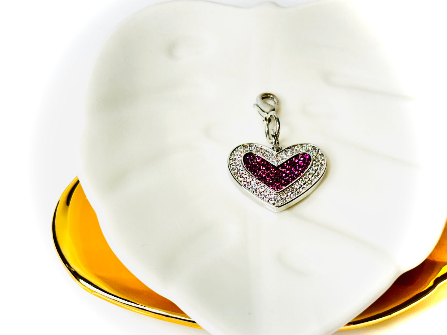 Silver Heart with Purple Cubic Zirconias