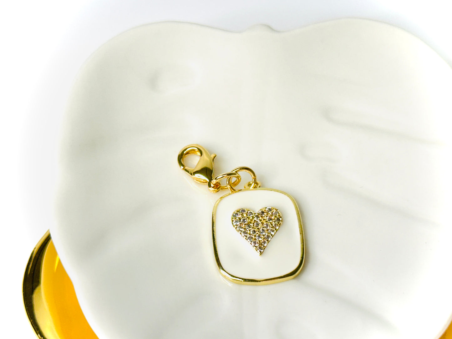 Black or Cream Gold Heart Charm