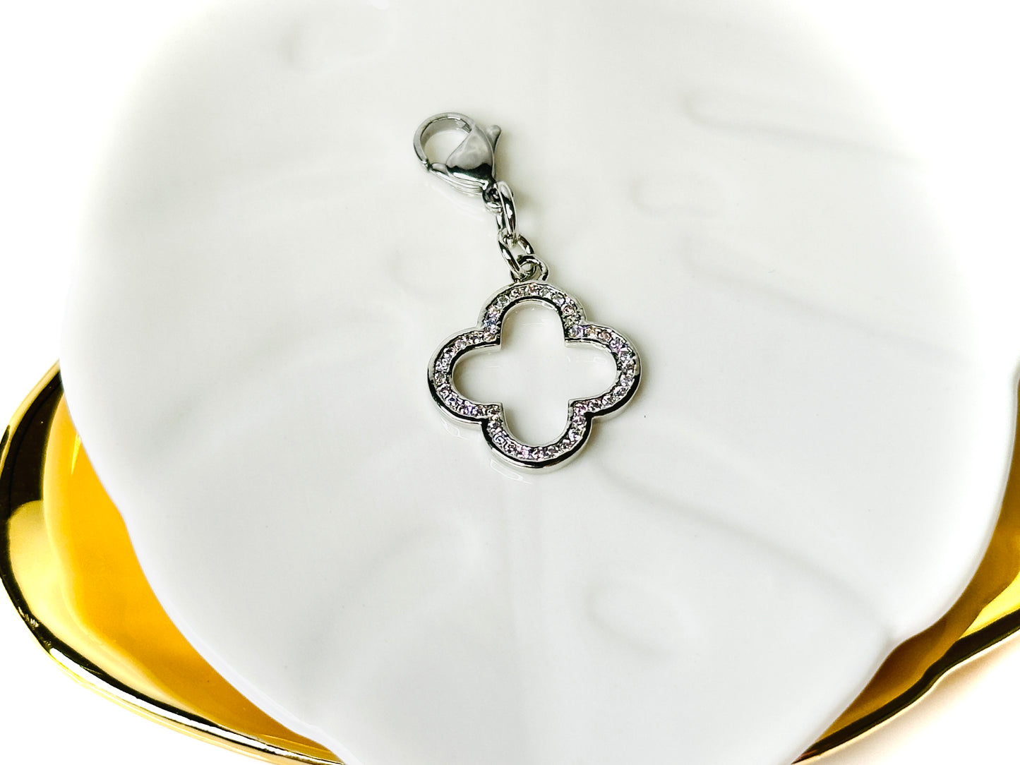 Quatrefoil Silver Charm