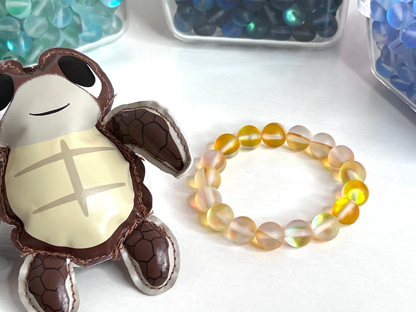 8mm Mermaid Yellow Glass Children Bracelet